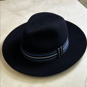 Hermès Felt Fedora Hat Navy Blue Size 57 Made in France